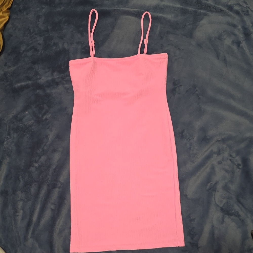 Shasa Pink Ribbed Spaghetti Strap Dress